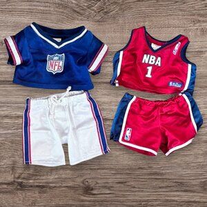 BUILD A BEAR Lot of 2 Sports NFL Football & NBA Basketball Outfits Clothes